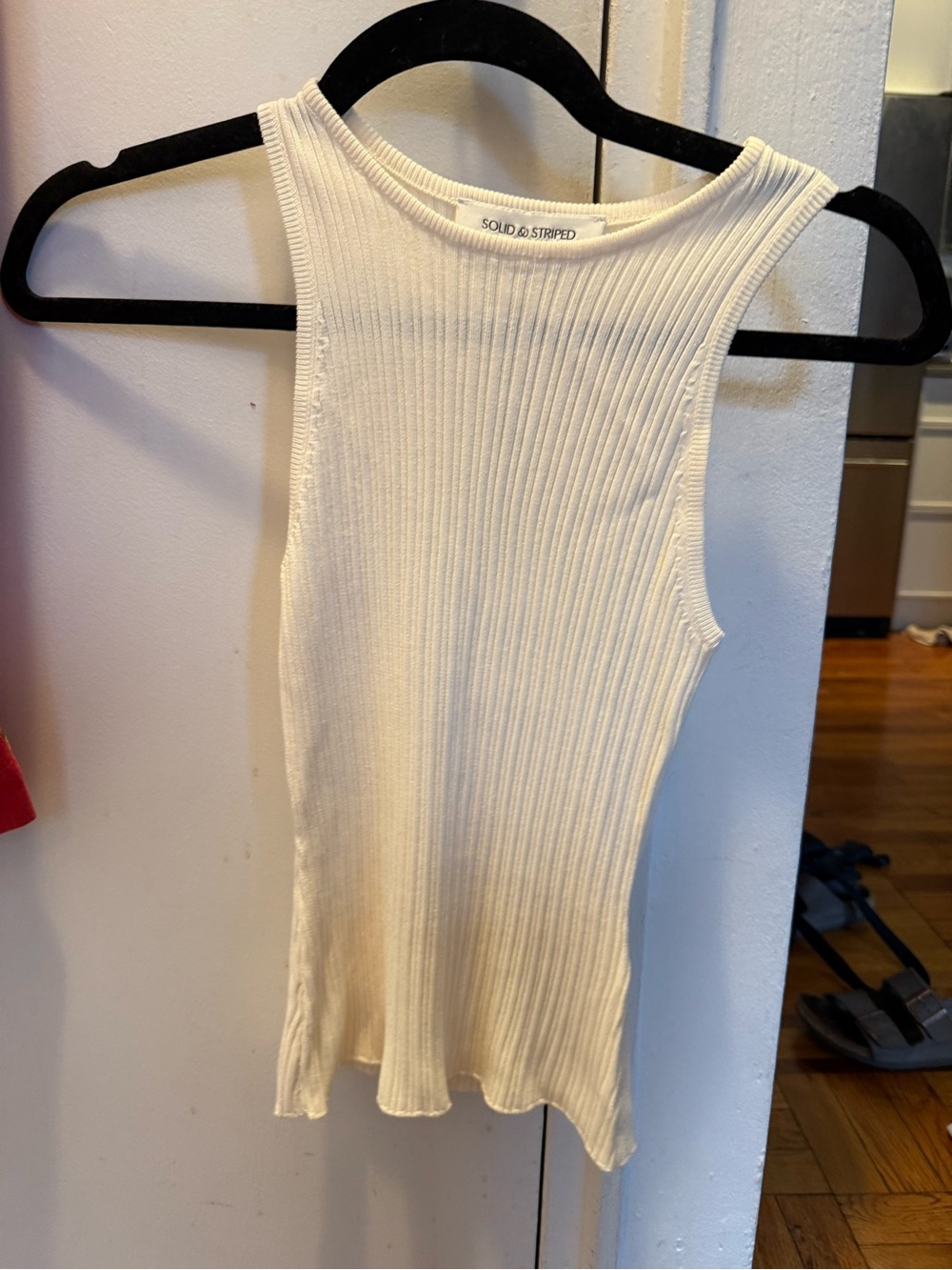 SOLID & STRIPED Ribbed Cropped Tank Top - White - Picture 6 of 6